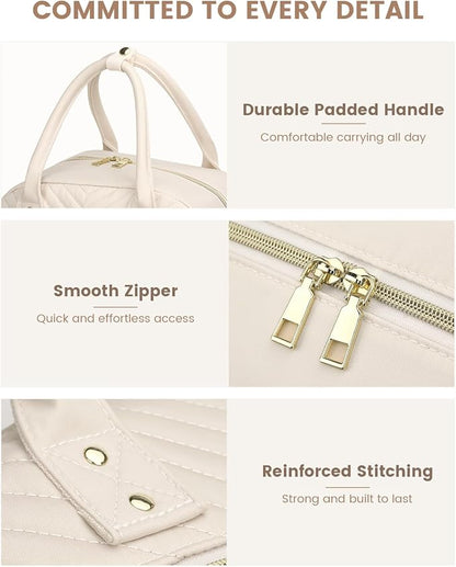 Pritent Diaper Bag Backpack,Baby Essentials Diapers Bag with Pacifier Case,Multipurpose Stylish Large Capacity Travel Backpack for Baby Girl/Boy(L-Beige)