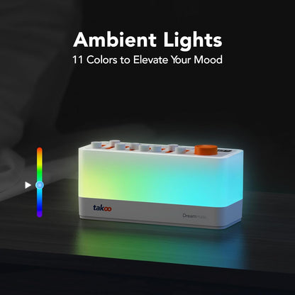 TAKOO 3-in-1 Sleep Sound Machine/Portable Bluetooth Speaker/12 Colors Night Light, Mixable 8 Nature Sounds & White Noise Machine, Sleep Timer for Sleep Aid
