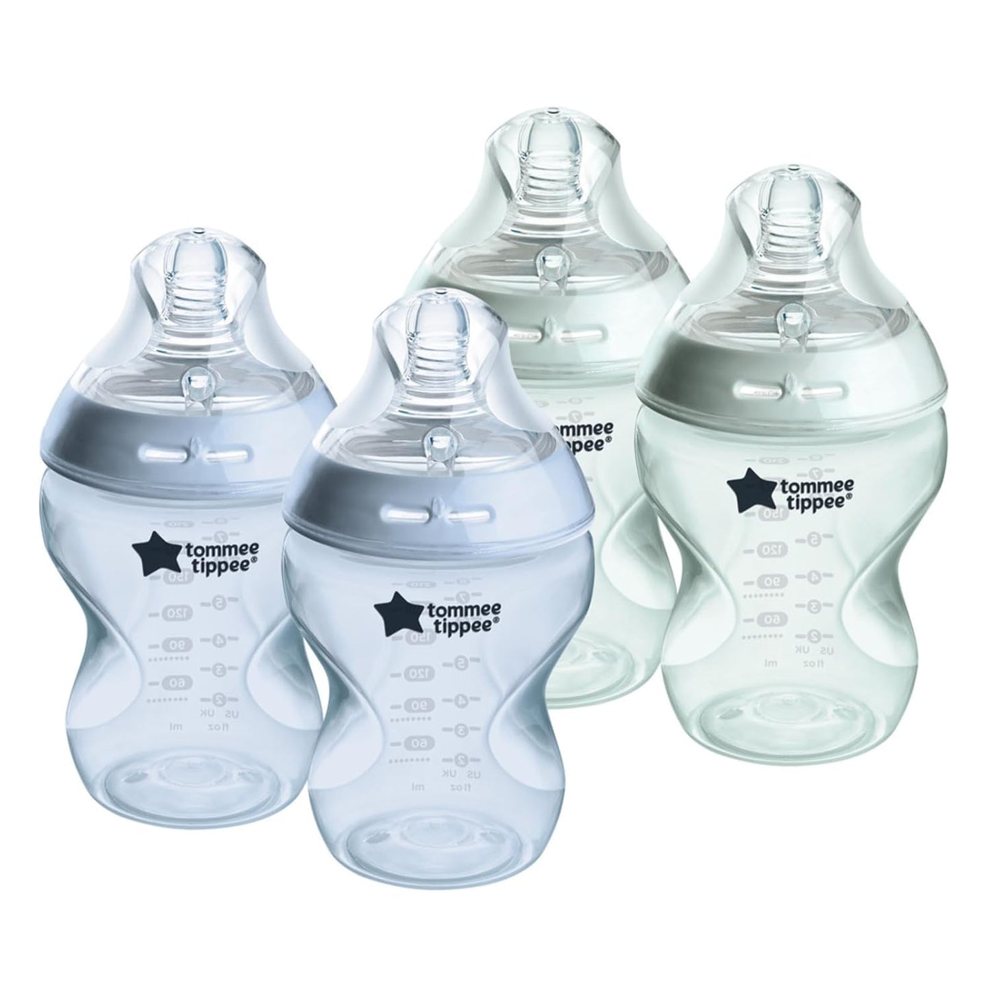 Tommee Tippee Natural Start Anti-Colic 9 oz BPA Free Baby Bottles, 0+ Months, Slow Flow Breast-Like Nipple, Self Sterilizing, Designed for Seamless Transition Between Bottle & Breast, Clear, Pack of 2