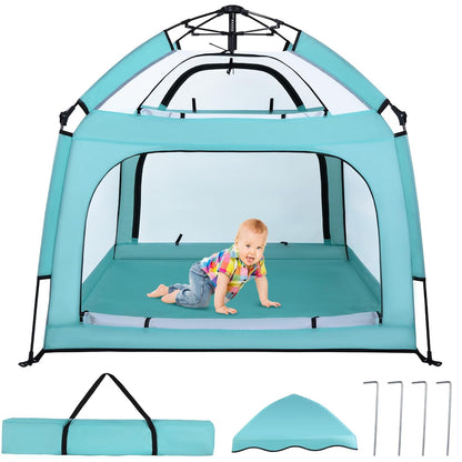 Bend River Portable Baby Playpen with Canopy, Infant Play Yard, Beach Tent, Mosquito Net for Indoor and Outdoor (Beige)