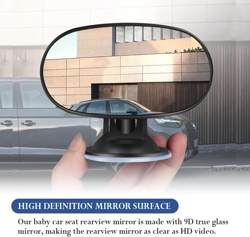Stacool Baby Car Mirror Rear Facing,HD Wide Angle + 360° Adjustable Car Rear View Mirror,Universal Cars Interior Accessories Suction Cup Mirror for Cars Seat Rear Facing