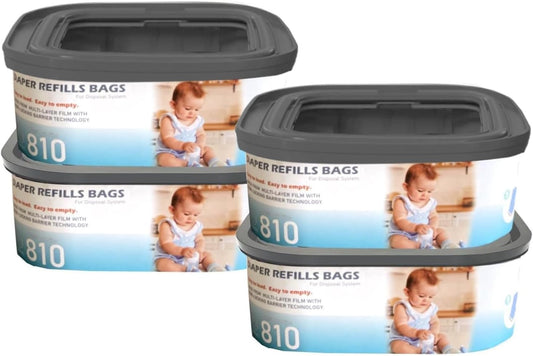 Jumbo Square Refills Disposal Bags Refill Compatible with Diaper Genie Compact and Select Pails(Not Fit Classic Version Pails),with Continuous Film,HoldUp to 810 Newborn-Sized Diapers Per Refill,4Pack