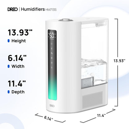 DREO 6L Humidifiers for Bedroom, Smart Warm & Cool Mist for Large Room, 60Hr Quiet Runtime for Baby, Plant, Humidity Sensor, Indicator Light, 12H Timer, Google/Alexa, HM713S
