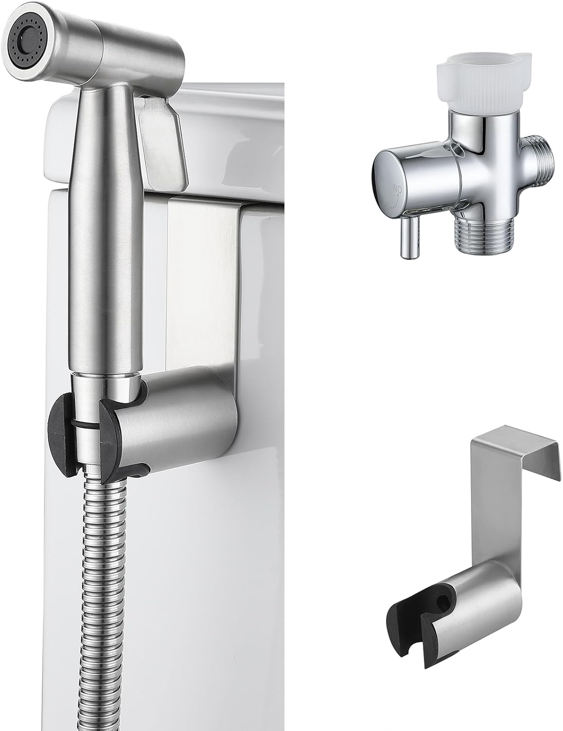 Handheld Bidet Sprayer for Toilet-Adjustable Water Pressure Jet Spray with Bidet Hose for Feminine Wash, New Premium Stainless Steel Muslim Shower Toilet Bidet Cloth Diaper Sprayer Set