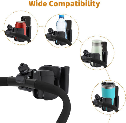 Cup Holder for Stroller Compatible with Evenflo with Phone Holder,Wagon Accessories Compatible with Evenflo,Black