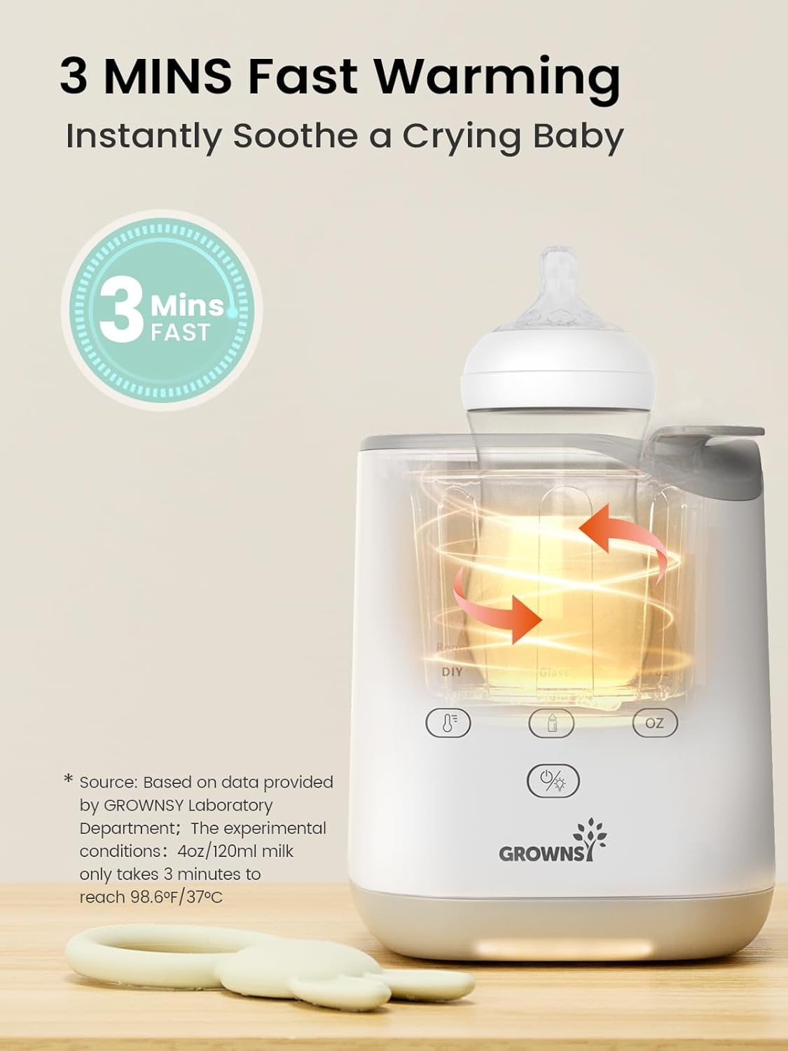 Grownsy Bottle Warmer, Baby Bottle Warmer Fast for Breastmilk & Formula, Accurate Temperature Control, Milk Warmer for All Bottles with Thaw, Sterilizing, Keep Warm, Heat Food