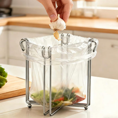 Kitchen Stand Holder 304 Stainless Steel Plastic Bag Rack Multifunctional Countertop Cups Bottles Drying Rack for Bottles and Cups Trash Bag Shelf Garbage Bag Holder for Home Kitchen Tower
