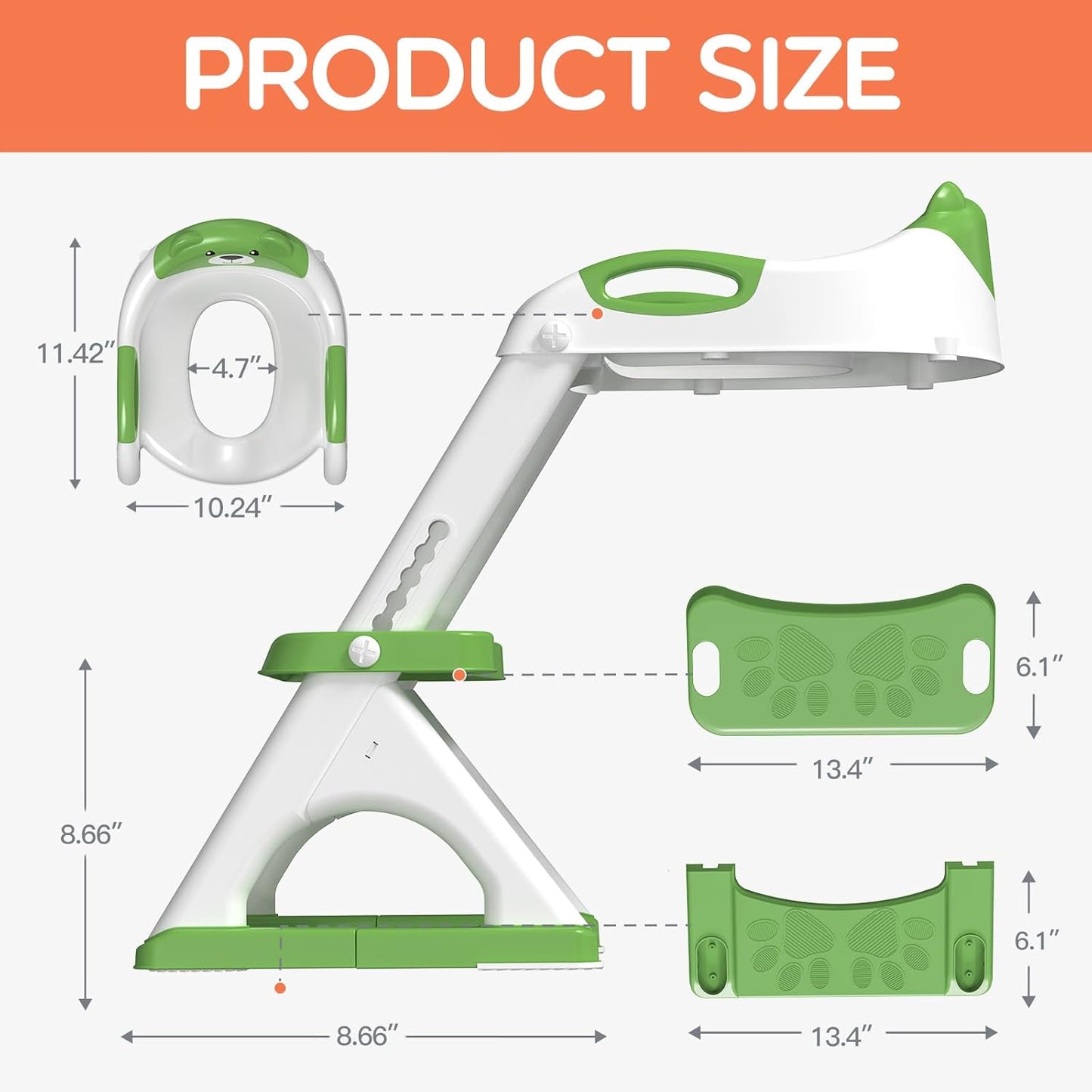 Potty Training Seat, SKYROKU Upgrade Toddler Toilet Seat for Kids Boys Girls, 2 in 1 Potty Training Toilet, Splash Guard Anti-Slip Pad Step Stool,New Sector-Shape Stabilized Base (8899+Grey)