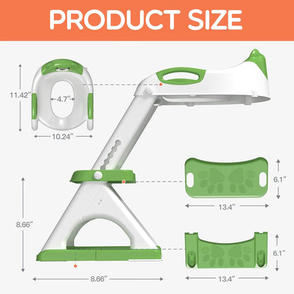 Potty Training Seat, SKYROKU Upgrade Toddler Toilet Seat for Kids Boys Girls, 2 in 1 Potty Training Toilet, Splash Guard Anti-Slip Pad Step Stool,New Sector-Shape Stabilized Base (8899+Grey)