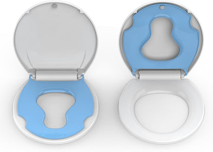 Toilet Seat Round,Toilet Seat with Toddler Seat Built in, Potty Training Toilet Seat Round Fits Both Adult and Child, with Soft Close,Easy Install and Clean - White, Round