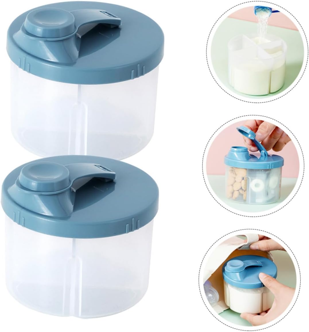 Toddmomy Baby Formula Dispenser 2-Pack Portable Milk Powder Container with 4 Compartments Leak-Proof Storage Box for Travel and Outdoor Activities