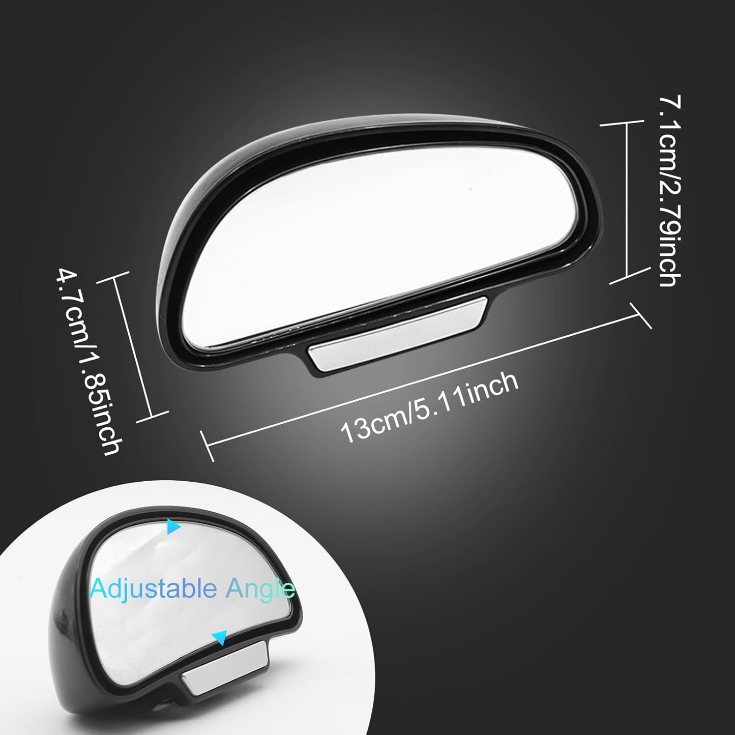 Blind Spot Mirror Adjustable 360 Degree Car Side Mirror, HD Glass Rear View Exterior Accessories Frame Thickness Less than 5MM for Car SUV (long-armed Right)