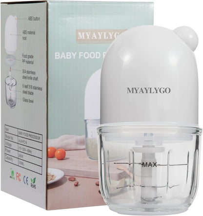 Baby Food Processor, MYAYLYGO Baby Food Maker Gift for Baby Food, Meat, Vegetable, Fruit, Baby Food Blender for Newborn Shower Gifts for Homemade Food&Purees, Medium, White, MGBFM-003WT