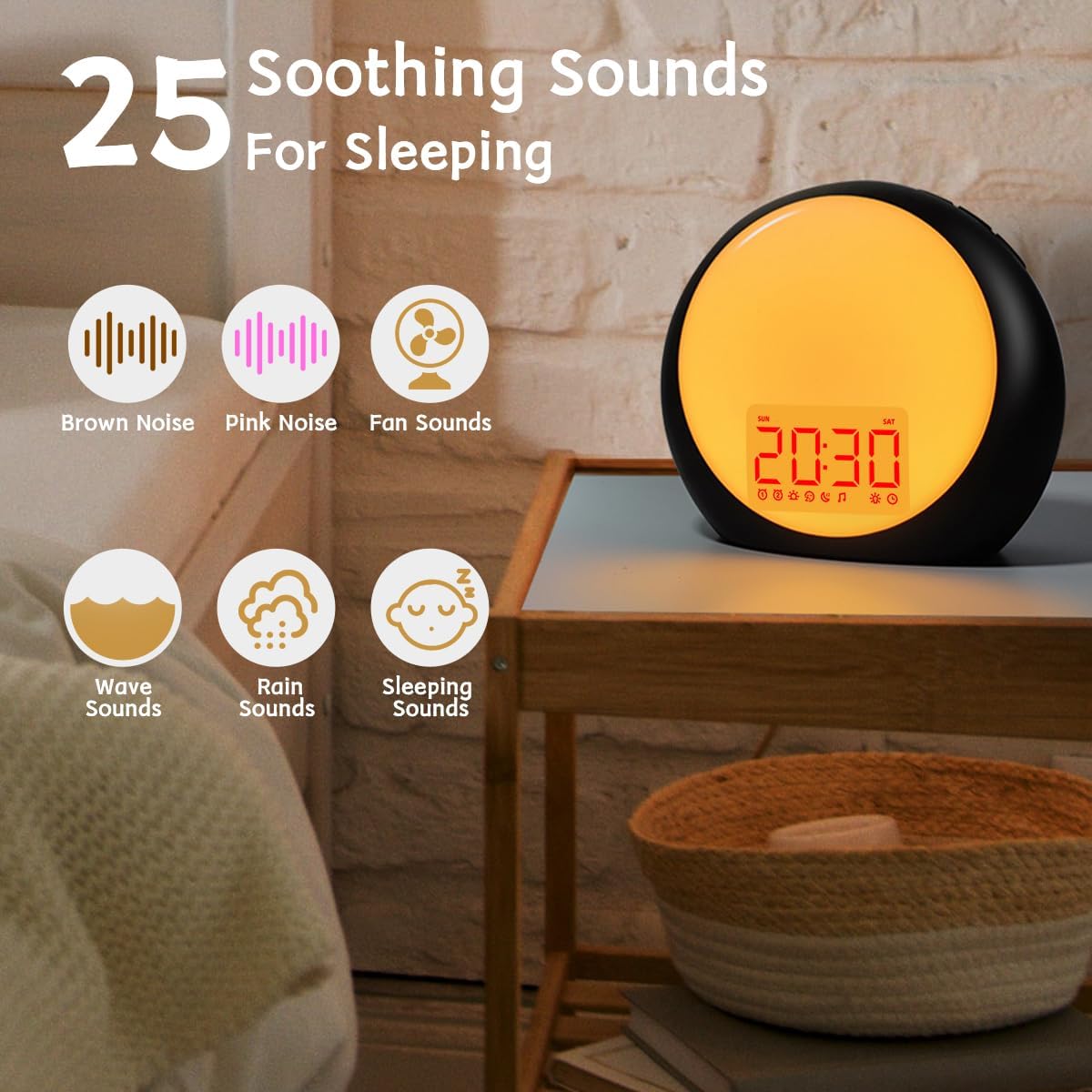 Loud Brown Noise Sounds White Noise Machine 30 Soothing Sounds 12 Color Night Lights Auto-Off Timer Sleep Machine with Memory Function for Baby Kids Adult for Office Privacy White Elephant Gifts