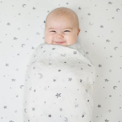American Baby Company 100% Natural Cotton Fitted Pack and Play Sheet 39" x 27" - Soft & Breathable Pack N Play Sheet for Playpen, Playard & Mini Crib Mattress, Navy Whale, for Boys & Girls