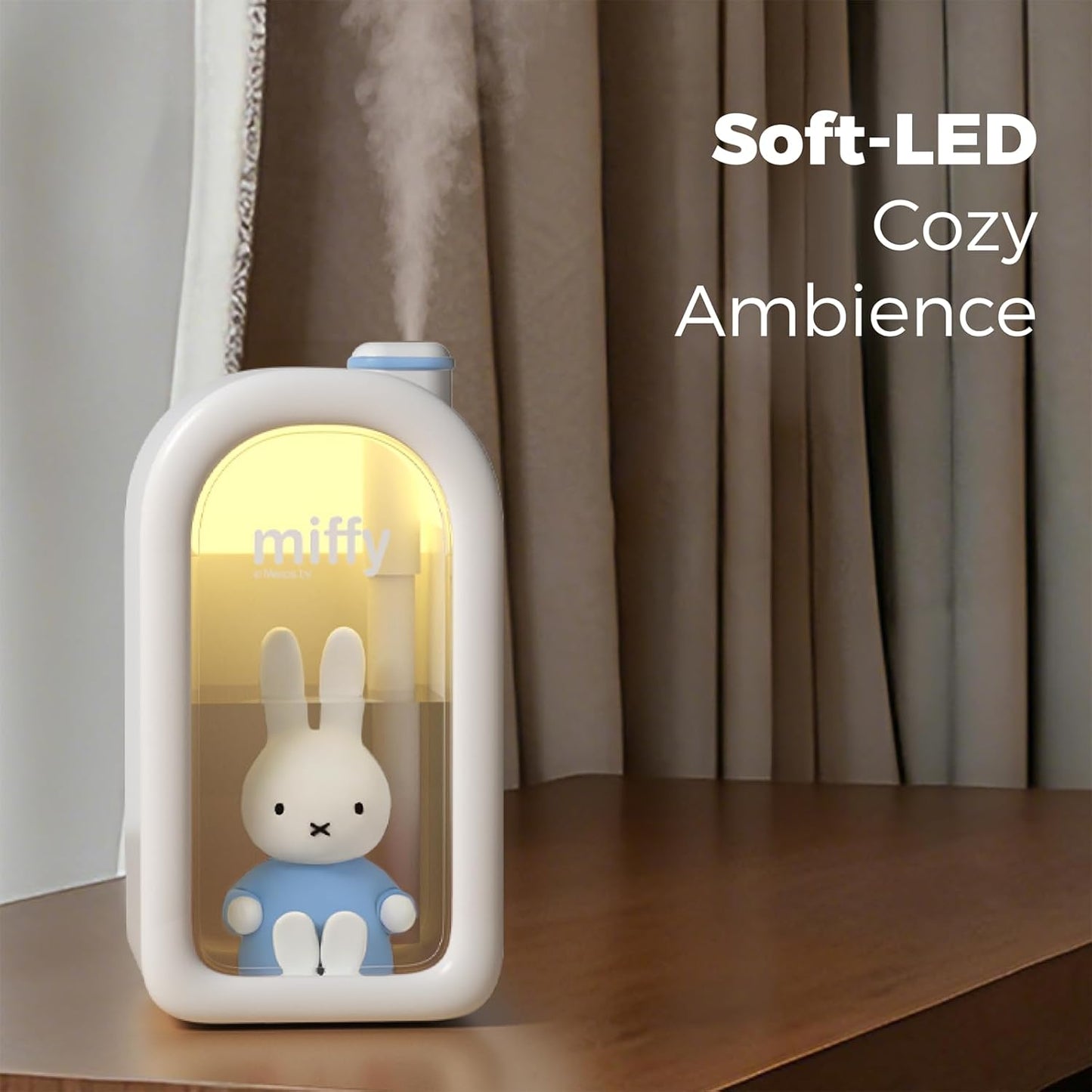 Mipow X Miffy Cool Mist Humidifier - Ultrasonic Quiet, Mini Cute Humidifier with Night Light, 380ml Humidifiers for Bedroom/Babies Nursery/Office
