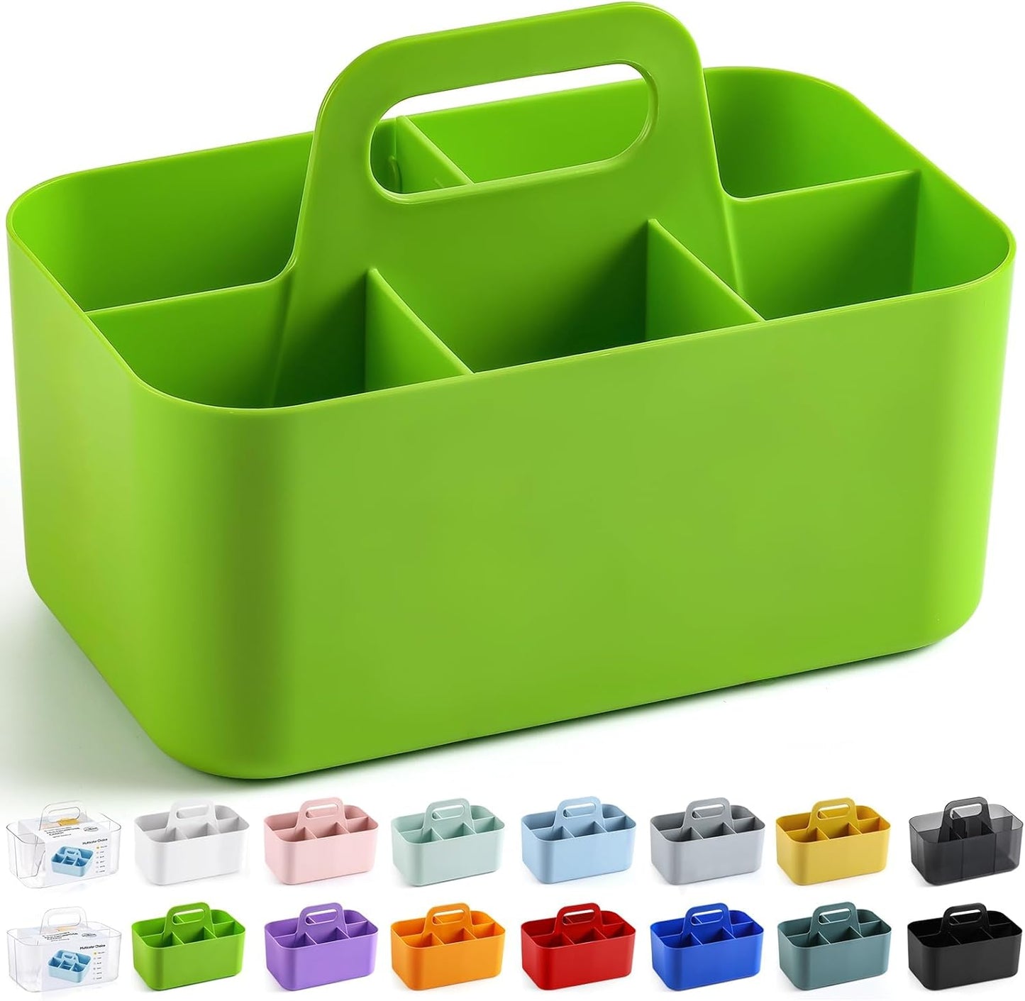Multiuse Caddy Organizer with Handle, Portable Divided Plastic Tote Bin - Art Craft, Stationary Pen Marker Crayons, Makeup Hair Supplies Storage - Bathroom, Classroom, Dorm, Office, Desk Holder - Pink