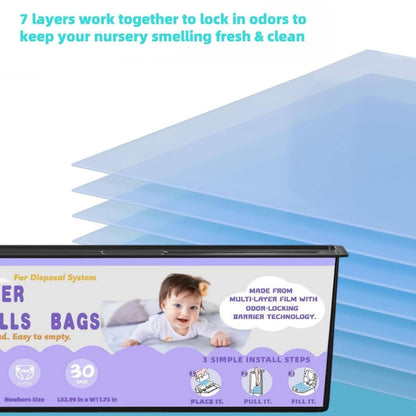 Diaper Easy Roll Refill Bags, Diaper Pail Refills, Holds Up to 7000 Newborn Diapers, Superior Odor Control, Compatible with Genie Easy Roll, 5 Packs Signature & Platinum Pails