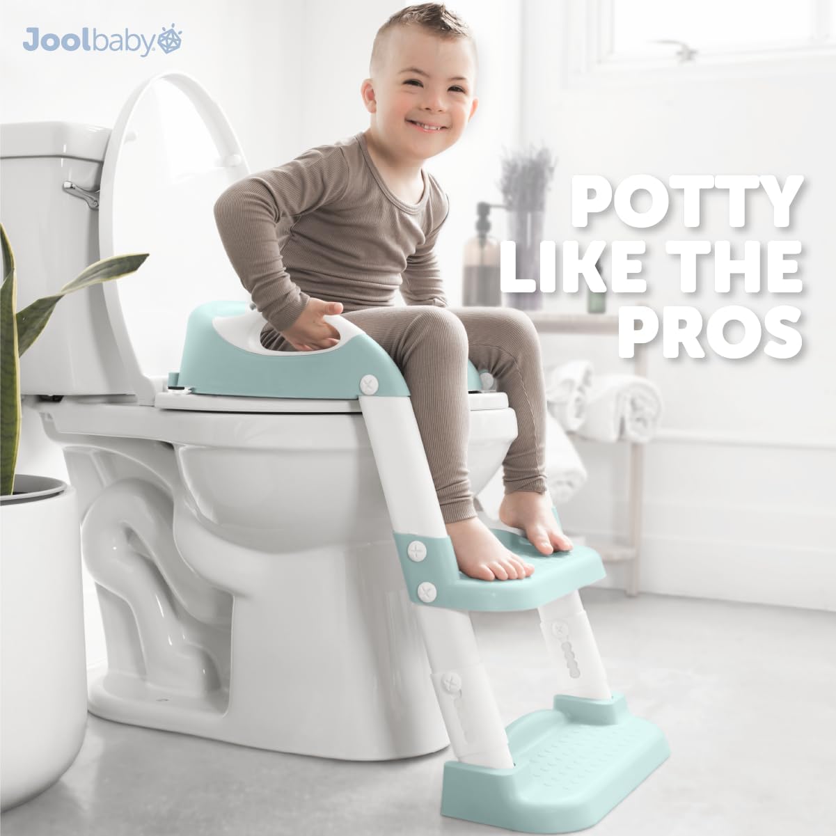 Jool Baby Potty Training Seat with 2 Step Ladder for Toddlers - Splash Guard, Adjustable Height (Gray)