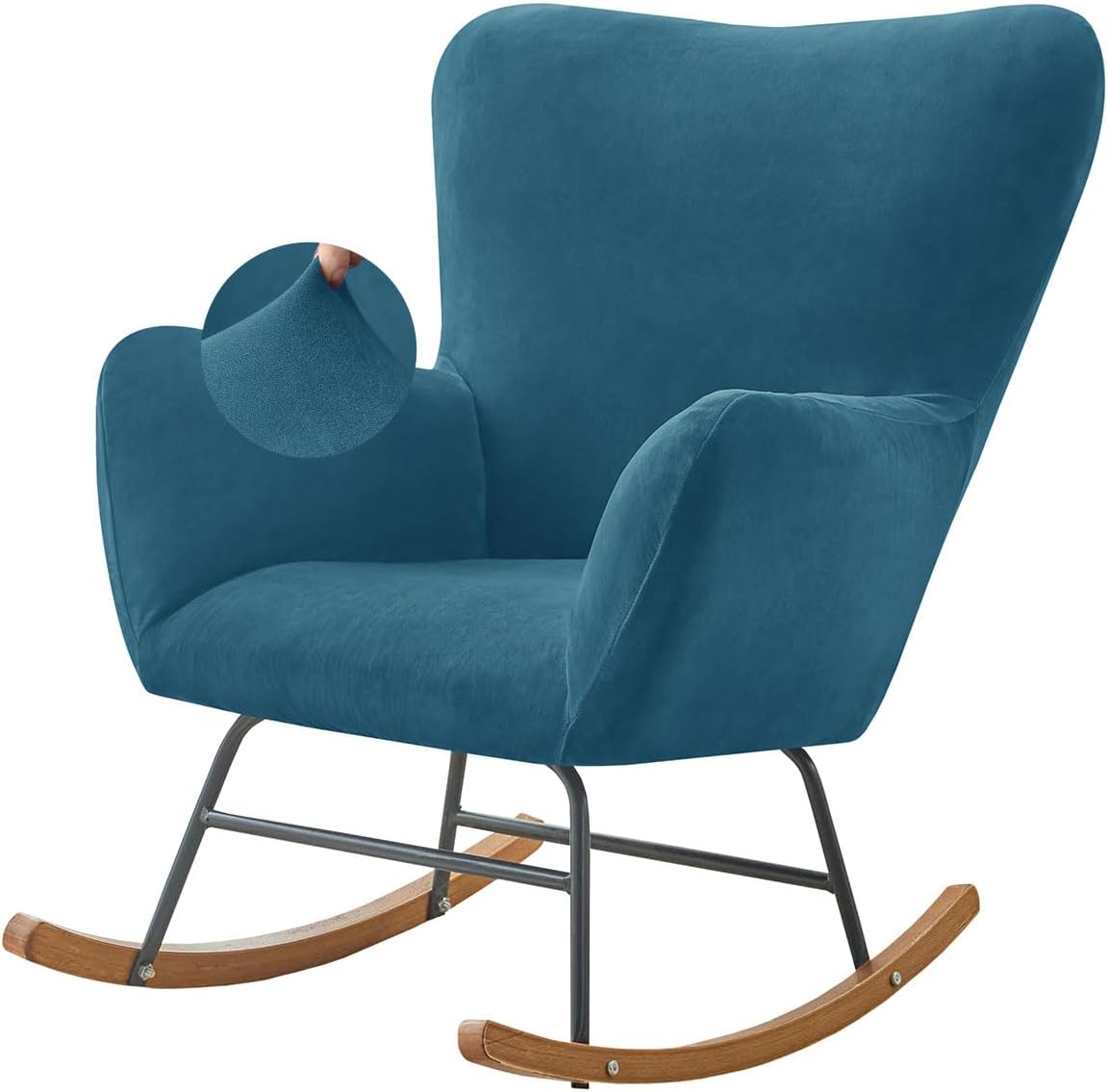 Levoberg Nursery Rocking Chair Cover Velvet Rocker Glider Chairs Cover Slipcovers Stretch Rocking Accent Chair Cover Recliner Armchair Slipcover for Nursery Living Room Bedroom Office Camel