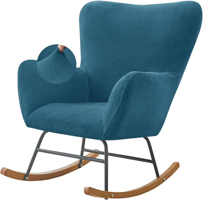Levoberg Nursery Rocking Chair Cover Velvet Rocker Glider Chairs Cover Slipcovers Stretch Rocking Accent Chair Cover Recliner Armchair Slipcover for Nursery Living Room Bedroom Office Camel