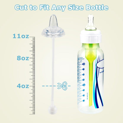 Sippy Straw Cup Conversion Kit with Silicone Sleeves for Dr. Brown's Narrow Glass Baby Bottle 4oz,Anti Breakage Baby Bottles Replacement Kit with Handle and Soft Sippy Spout,6m+,Set of 3