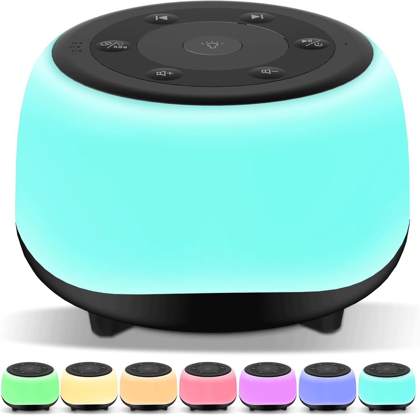 HEYAXA White Noise Sound Machine with 7 Colors Night Light 34 Soothing Sounds, Portable Sound Machine for Baby Adults Kids Sleep with 30 Volume Levels 4 Timers Adjustable Brightness (Wood Grain)