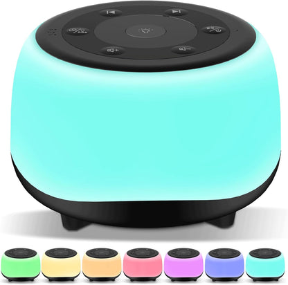 HEYAXA White Noise Sound Machine with 7 Colors Night Light 34 Soothing Sounds, Portable Sound Machine for Baby Adults Kids Sleep with 30 Volume Levels 4 Timers Adjustable Brightness (Wood Grain)