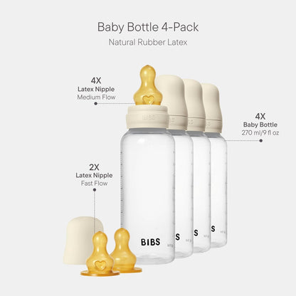 BIBS Baby Bottle 5 oz / 150 ml Silicone Nipple 2 Pack - Anti-Colic, BPA-Free, Round Nipple, Slow Flow, Lightweight & Easy to Clean, Suitable for Newborns 0+ Years - Ivory