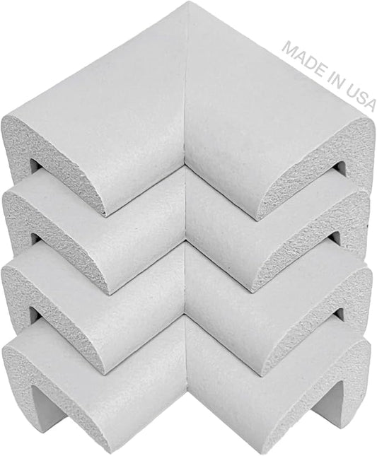 KidKusion Child Safety Corner Cushion | Soft Gray | 4 Pack | Made in USA, Child Safety, Child Proofing Corner Guard, Home Furniture Safety Bumper, Baby Proof Table Protector