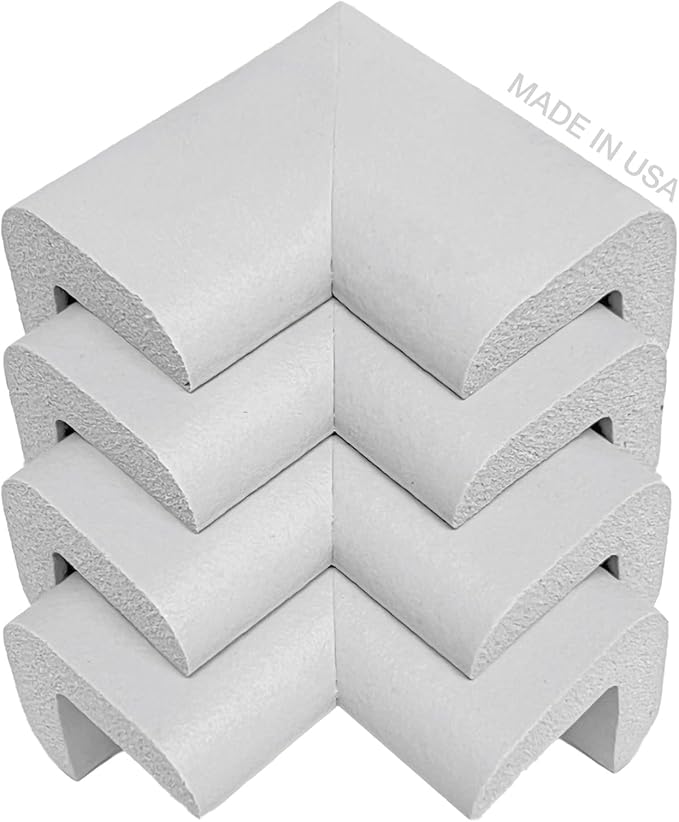KidKusion Child Safety Corner Cushion | Off White | 12 Pack | Made in USA, Child Safety, Child Proofing Corner Guard, Home Furniture Safety Bumper, Baby Proof Table Protector