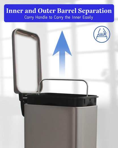 Diaper Pail, Baby Diaper Trash Can with Removal Inner Liner, Childproof Lock, Stainless Steel Garbage Pail with lid, Soft Close, Odor Control Diaper Disposal Bin, 4 Gallon Pink Diaper Can