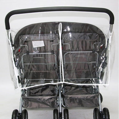 Double Stroller Rain Cover with 2 Buggy Hook, Universal Side by Side Pushchair Waterproof Dust Proof Cover Pram Accessories for Outdoor Travel(Transparent)