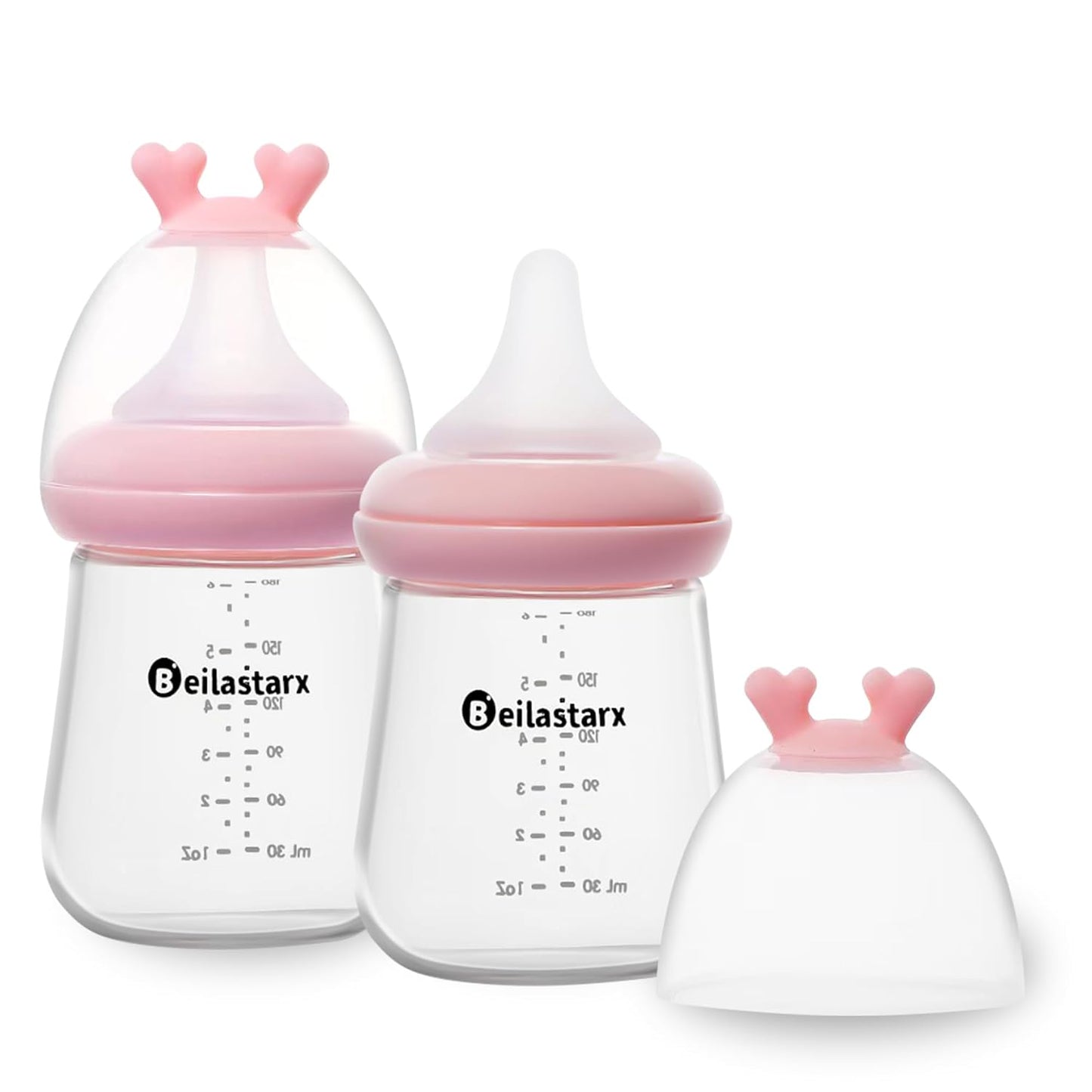 Glass Baby Bottles with Natural Response Nipple Size SS - Anti Colic Baby Bottles Wide Neck Slow Flow Baby Bottle (Multicolor, 4oz (Pack of 2))