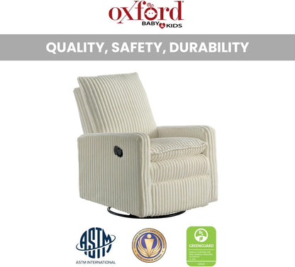 Oxford Baby Uptown Upholstered Glider Recliner Rocking Chair 360° Swivel for Nursery and Living Room - Boucle White