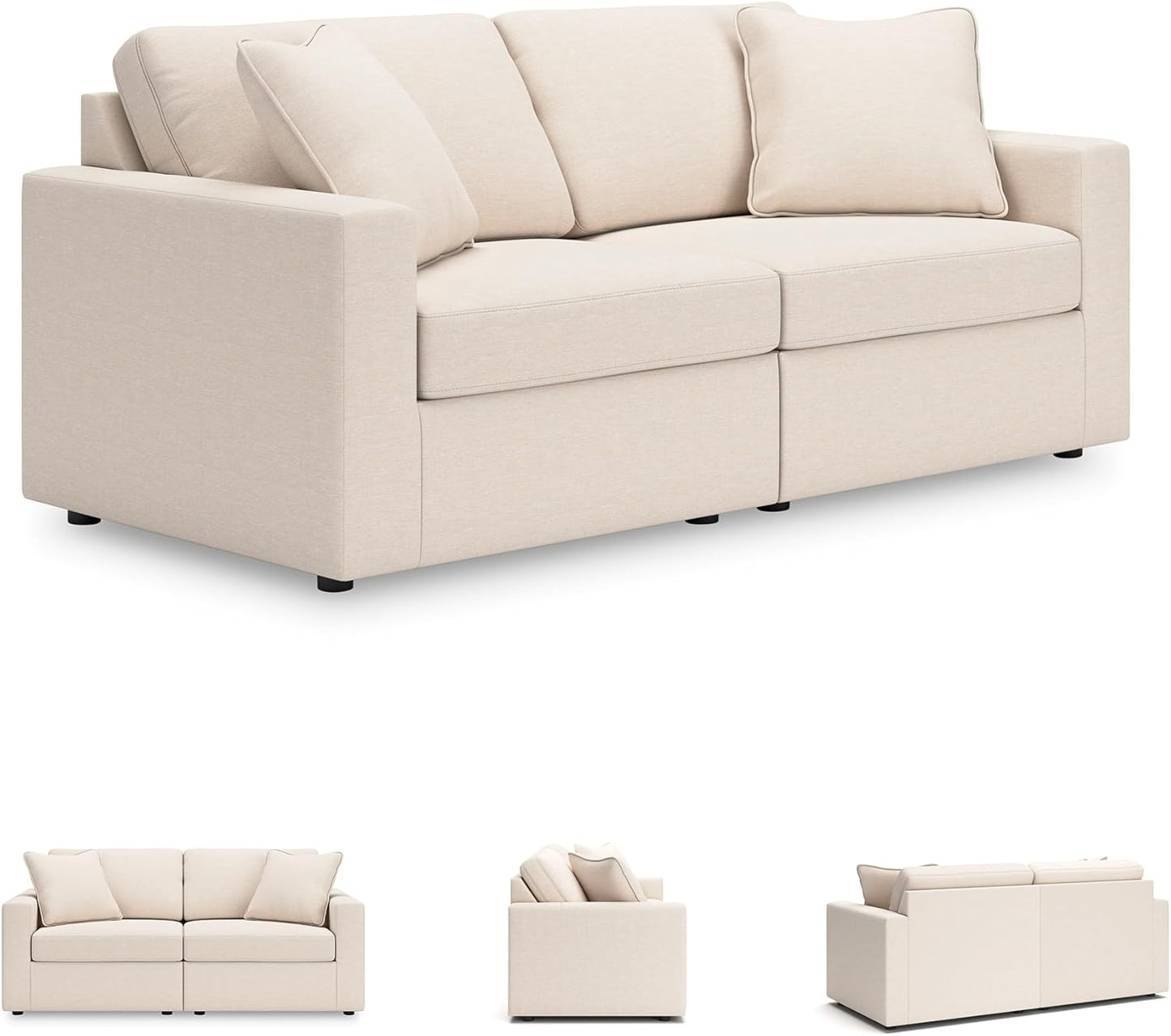 Signature Design by Ashley Modmax Coastal Press-Back Swivel Glider Rocker Recliner with Machine Washable Cover, Hidden Storage Compartments and 2 Bolster Pillows, Beige - Colors A