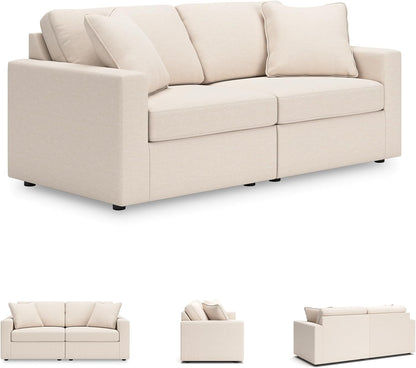 Signature Design by Ashley Modmax Coastal Press-Back Swivel Glider Rocker Recliner with Machine Washable Cover, Hidden Storage Compartments and 2 Bolster Pillows, Beige - Colors A
