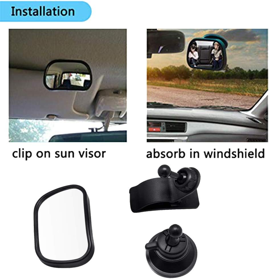 Baby Car Mirror Safety Car Seat Mirror for Rear Facing Infant Wide Adjustable 360 Degree View,Shatterproof,Fully Assembled, Crash Tested