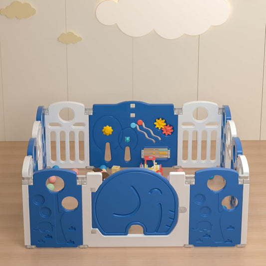 LulliSpace Baby Playpen,for Kids and Toddlers,Kids Activity Centre Safety Play Yard,Indoor&Outdoor Pattern Baby Fence with Game Panel, Safety Lock, Non-Slip Bases, Adjustable Shape,18 Panels