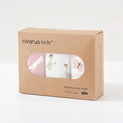 Bedside Sleeper Bassinet Fitted Sheets 20 x 33, 3 Pack Baby Delight Beside Me Dreamer,Babybond,Jimglo,koola,cowiewie,fodoss, Dream On Me Baby Square Bassinet, Pink Animal