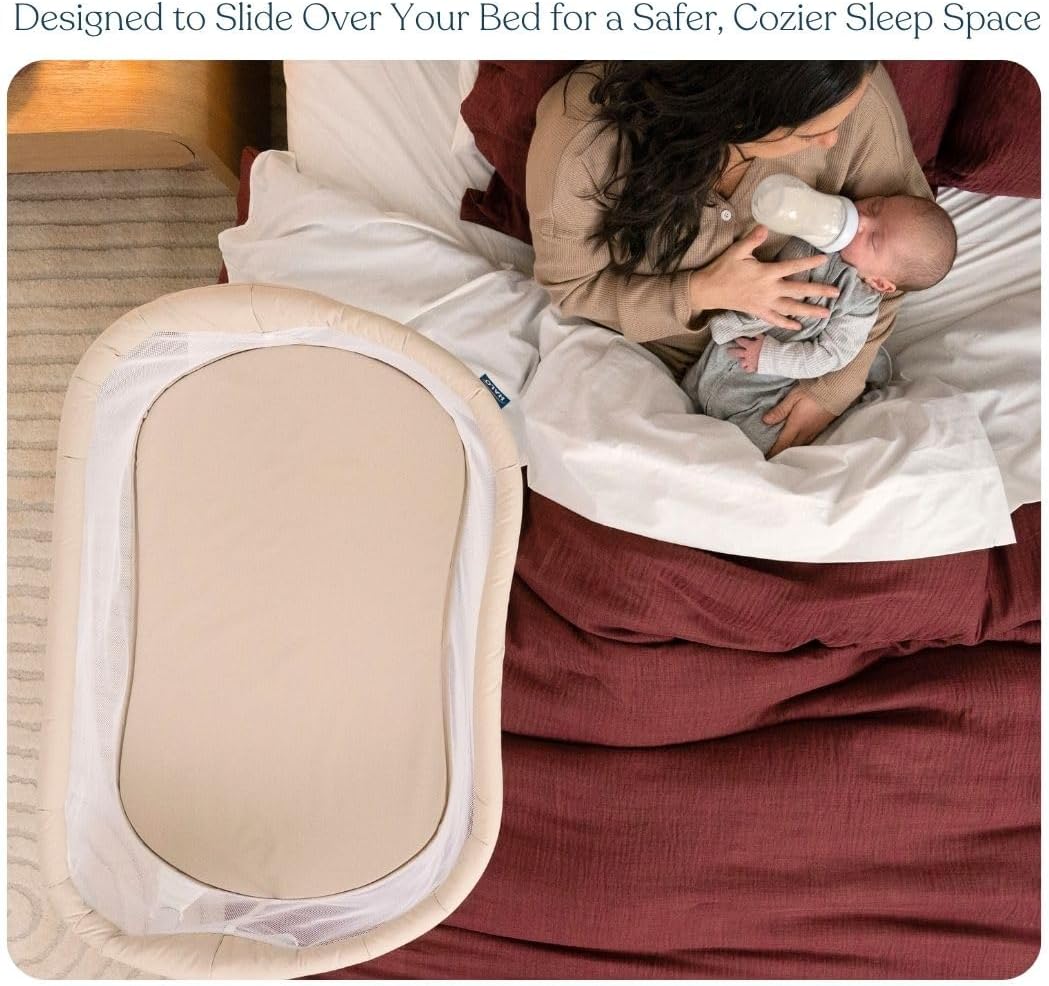 HALO® BassiNest® Bedside Sleeper – Breathable Baby Bassinet Slides Over Bed with Mesh Walls for Airflow & Visibility, Lowering Wall for Easy Access, Fits Most Beds