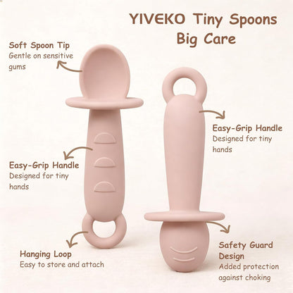 Baby Feeding Set with Silicone Divided Plate, Toy Straps, Spoon Tether, Cup Holder Strap, Anti Drop Toddler Mealtime Set for Baby Led Weaning-Blush