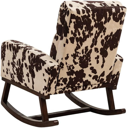 HCHAIRH Rocking Chair Nursery, Upholstered Fabricr Nursing Rocking Chairs with Soft High Back, Modern Nursery Glider Rocker for Mom Living Room, Bedroom, Camel