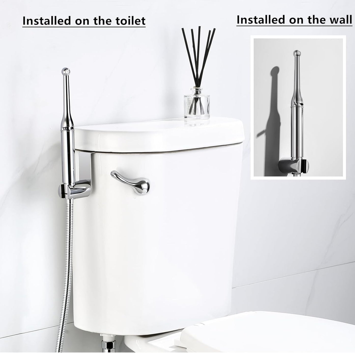 Brass Handheld Bidet Sprayer-Chrome Finish, Hot and Cold Water Mixer Valve Included，8.2inChrome Toilet Spray Gun,