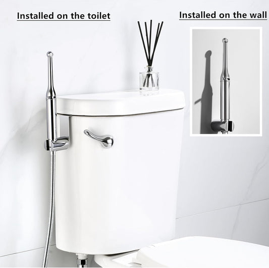 Brass Handheld Bidet Sprayer-Chrome Finish, Hot and Cold Water Mixer Valve Included，8.2inChrome Toilet Spray Gun,