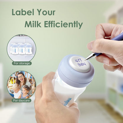 Maymom Wide-Mouth Milk Storage Feeding Collection Bottle with Nipple, Dome Cap, Bottle Top, SureSeal Sealing Disk; Compatible with Spectra Pump/Motif Luna; 5 pc (4.7Oz/140mL)