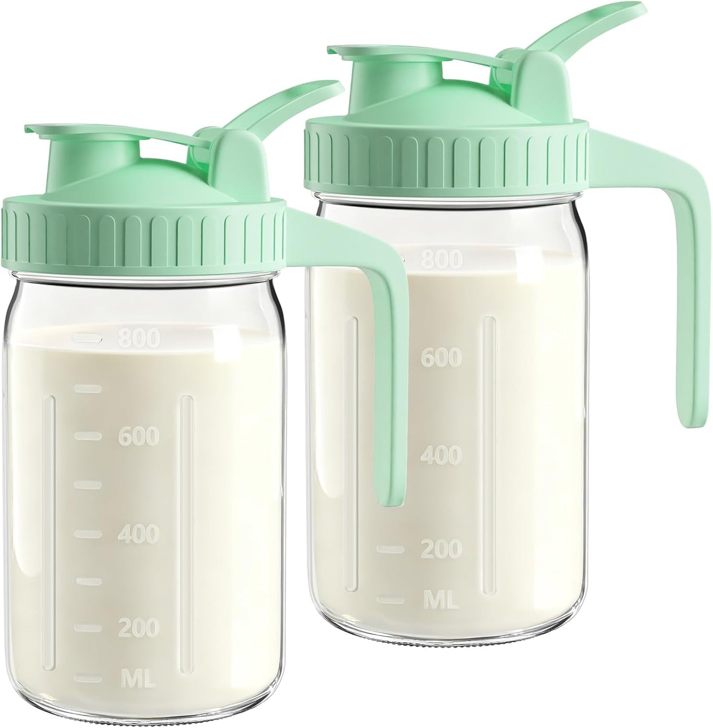32oz Breast Milk Pitcher with Lid - Airtight Leakproof Glass Storage with Flip Cap & Pour Spout, Wide Mouth 1 Quart Breastmilk Storage Container Breastfeeding Essentials for Breastmilk, Formula, Milk