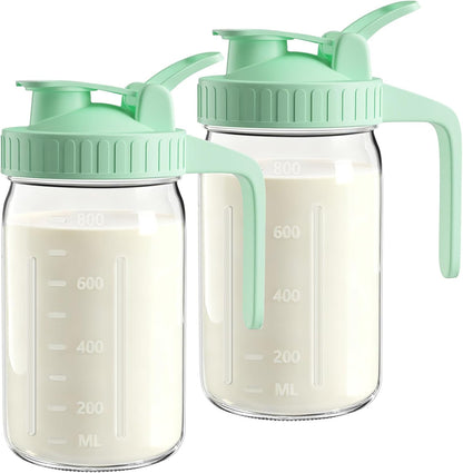 32oz Breast Milk Pitcher with Lid - Airtight Leakproof Glass Storage with Flip Cap & Pour Spout, Wide Mouth 1 Quart Breastmilk Storage Container Breastfeeding Essentials for Breastmilk, Formula, Milk
