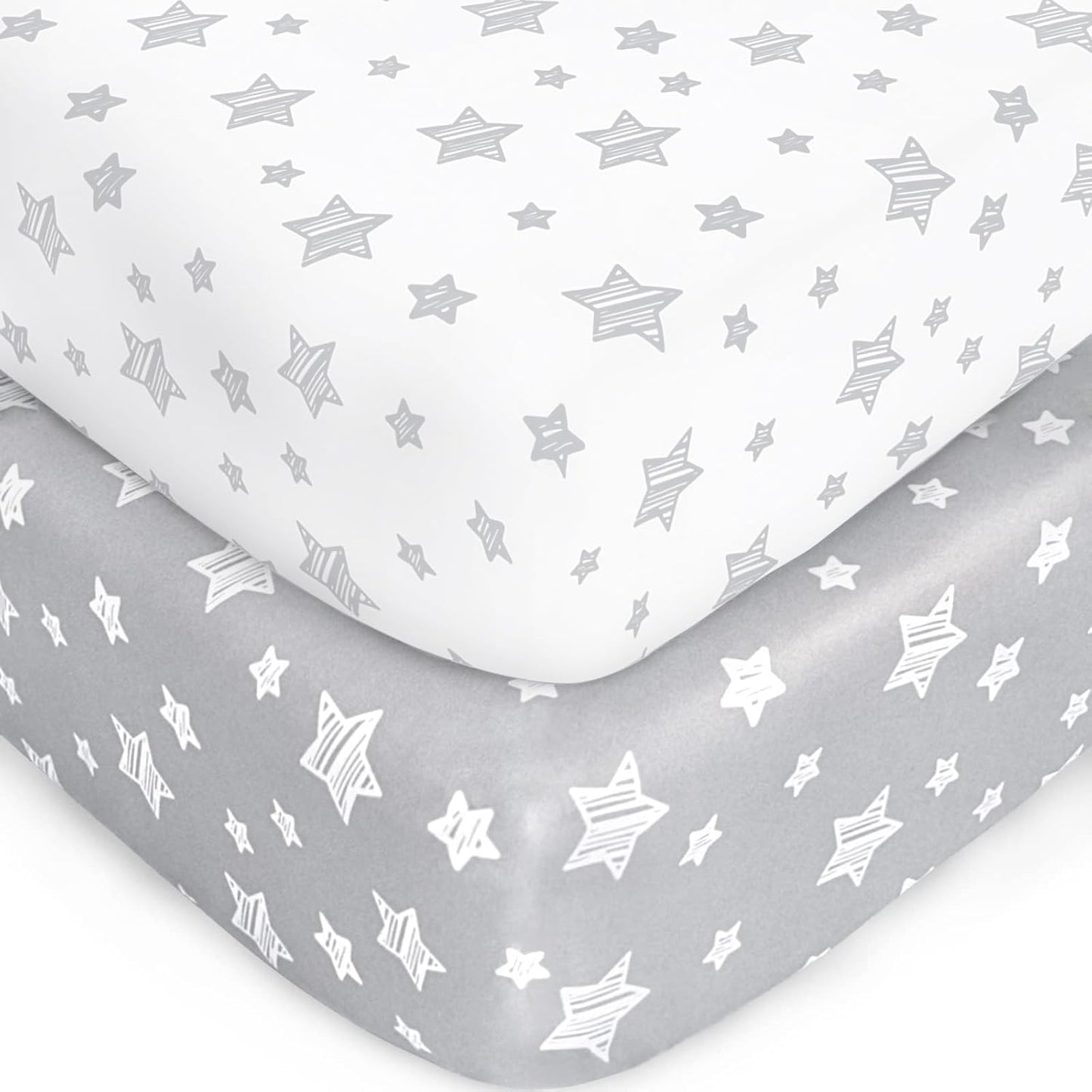 Pack and Play Sheets, 2 Pack Mini Crib Sheets, Stretchy Playard Fitted Sheet, Compatible with Graco Pack n Play, Soft and Breathable Material, Planet & Flower