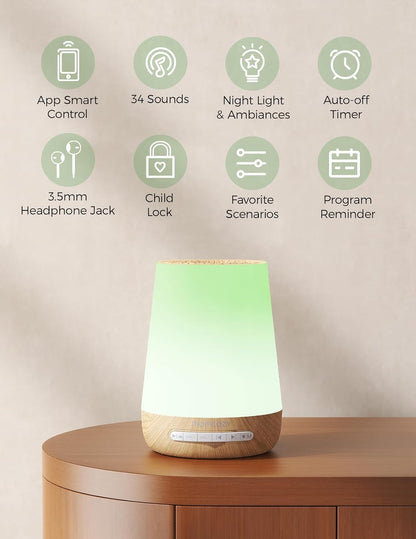 Baby Sound Machine, Momcozy White Noise Machine for Baby Sleeping with Night Light, Toddler Sleep Trainer 34 Soothing Sleep Sounds, Timer, App Remote Control, Personal Sleep Routine Alarm Clock(Blue)